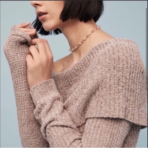 NWT Anthropologie Moth Taupe Chenille Lucerne Cowl Neck Sweater Small - Picture 4 of 15